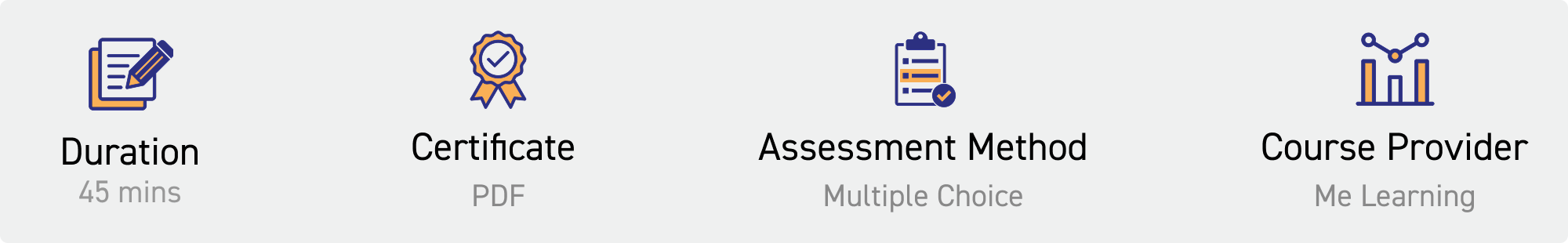 duration: 45 mins. Certificate: pdf. Assessment Method: multiple choice. Course Provider: Me Learning